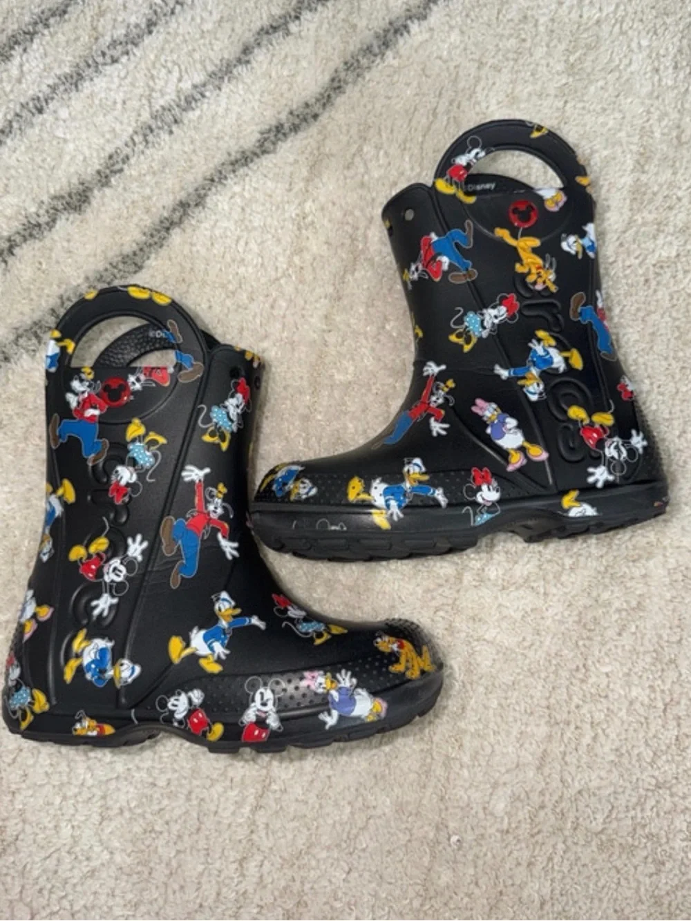 Kids Black Character Rain Boots with Mickey & Friends